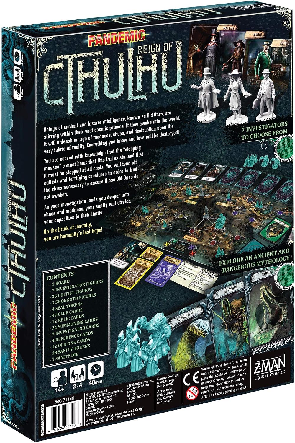 Asmodee Pandemic Reign de Cthulhu Board Game - Investigate y Confront Cosmic Horror, Cooperative Strategy Game, Family Fun para Kids & Adults, Ages 14+, 2-4 Players, 40 Minute Playtime