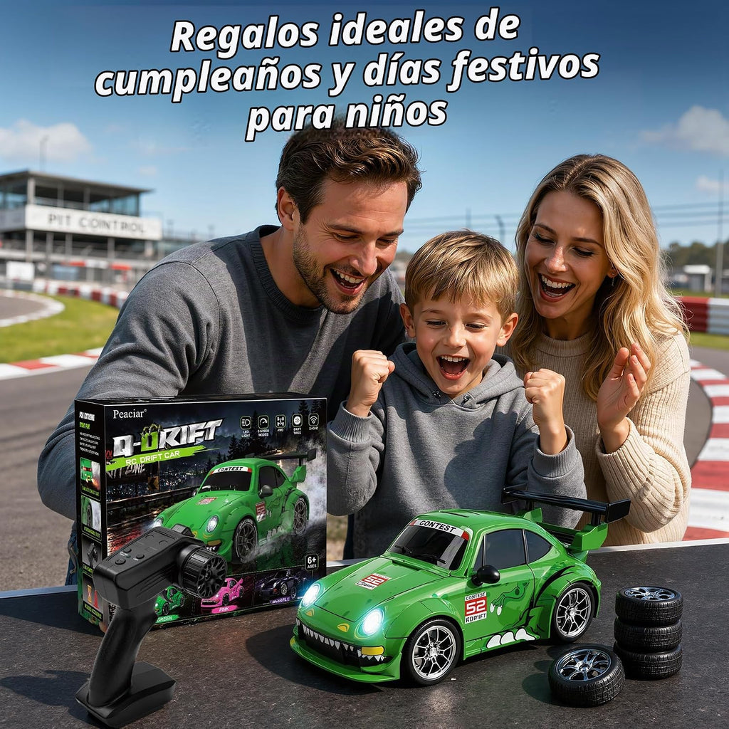 1:24 RC Drift Car 4WD Coche de carreras de alta velocidad con luces LED y 2