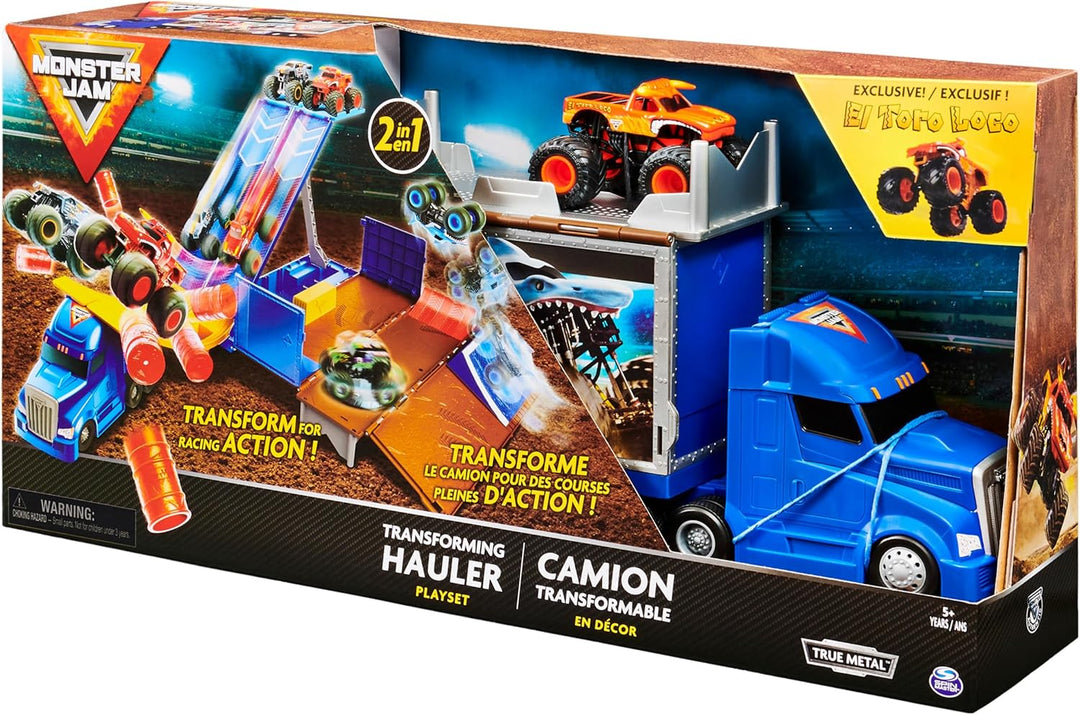 Monster Jam, set de juego transformable Hauler y almacenamiento con...