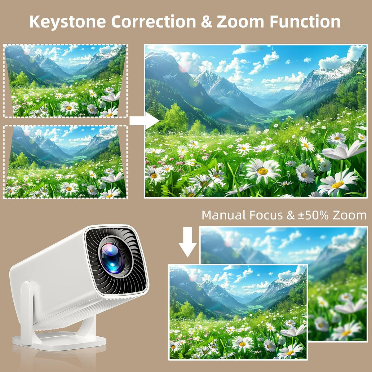 Mini proyector, proyector portátil compatible con 4K, proyector par...
