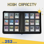Carpeta de 9 bolsillos Toploader, Libro de cartas premium Clovecat, contiene 252 cartas coleccionables con 20 fundas Top-loader removibles, carpetas de PU para cartas, álbum de cartas para MTG, TCG