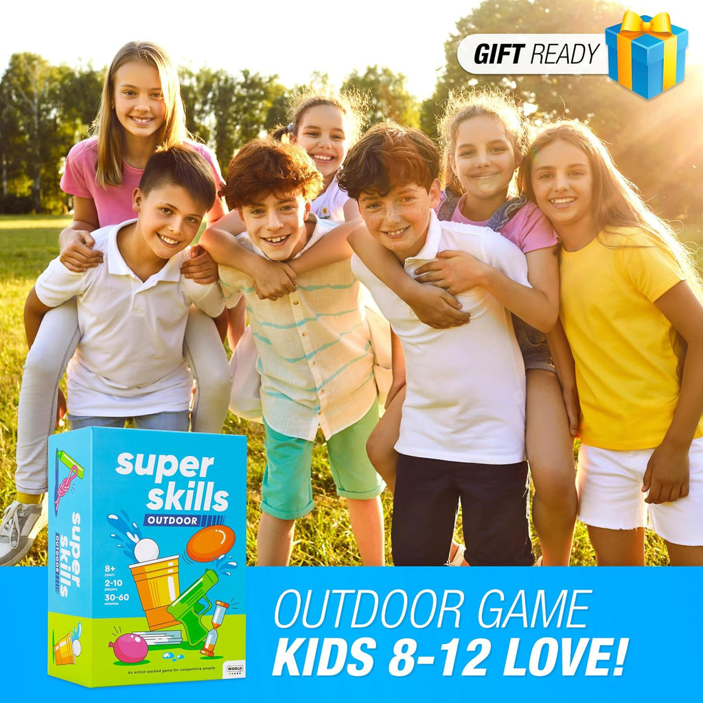 Super Skills - Juegos al aire libre - Juego de verano en el patio trasero - Actividad exterior para niños de 8 a 12 años, adolescentes y adultos - Divertida fiesta de agua para toda la familia