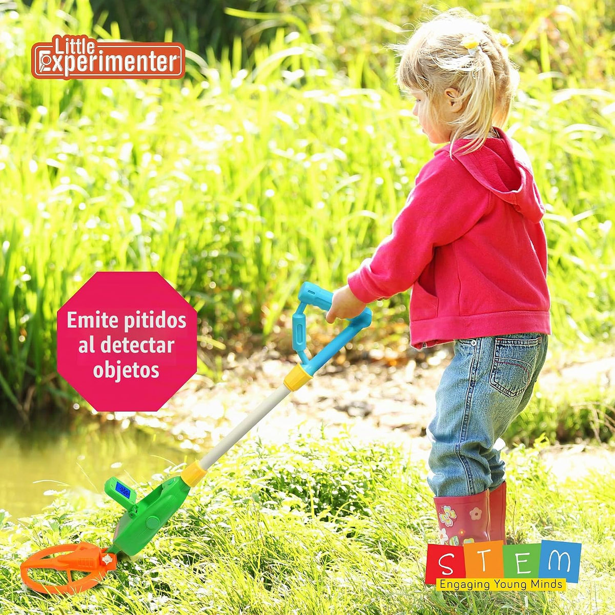 Detector de metales ajustable para niños, pantalla LCD