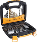 Amazon Basics Drill & Driver - Juego de brocas de acero aleado para metal, madera, plástico, mampostería, con estuche de almacenamiento, 100 piezas