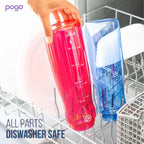 Pogo Botella de agua de plástico sin bisfenol A con tapa con pico de 32 onzas, color morado