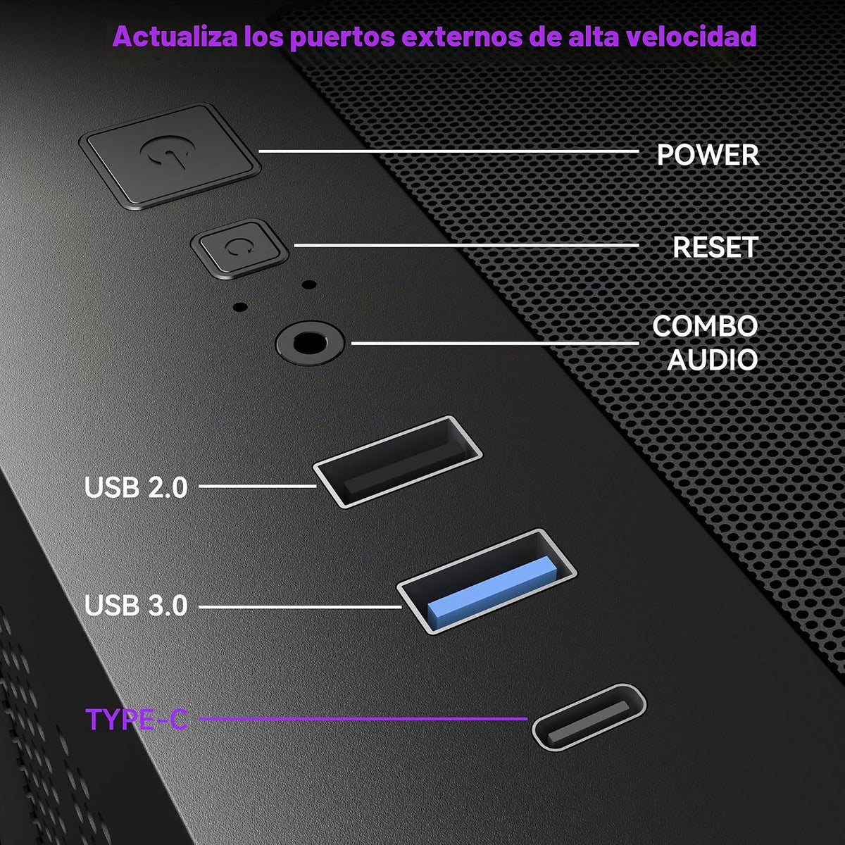 MUSETEX Y6 Funda de PC, 7 ventiladores Infinity Mirror PWM ARGB pre...