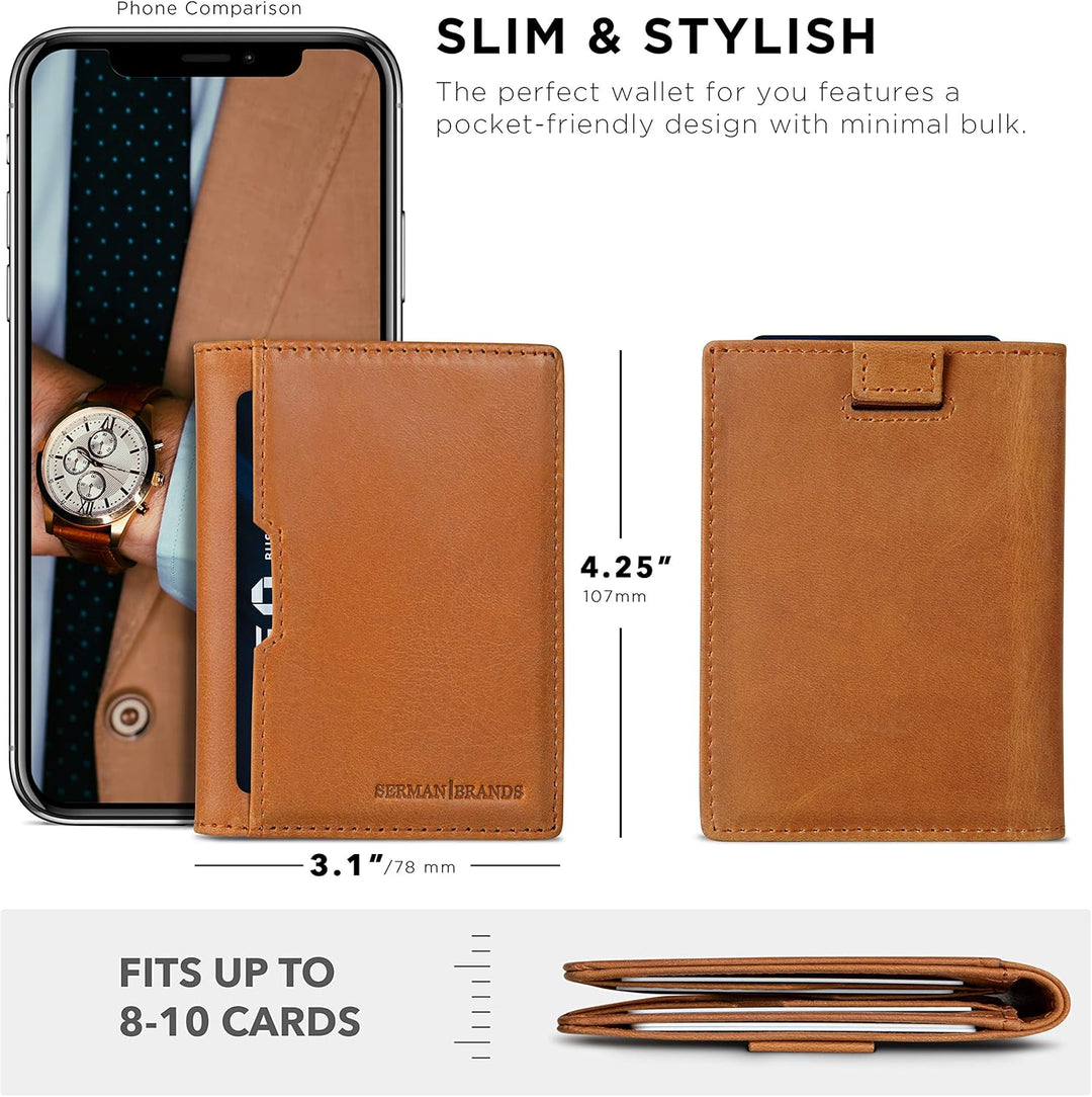 SERMAN BRANDS \u2013 Carteras para hombre, delgadas, de cuero, con...