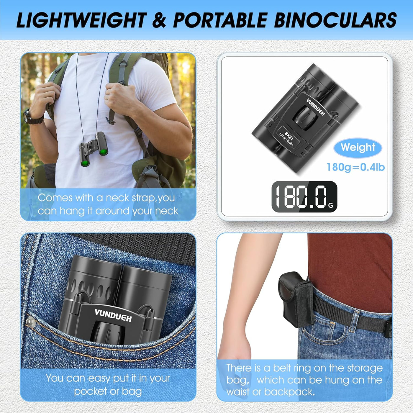 Mini prismáticos compactos para adultos y niños Binocular