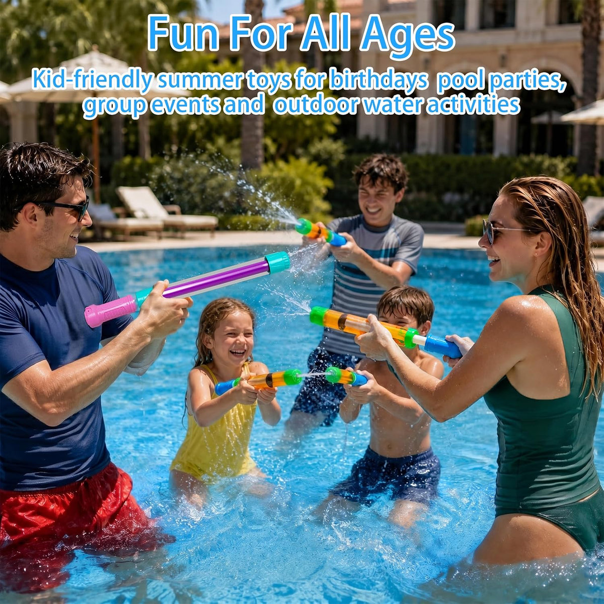 Pistola de agua para niños y adultos: paquete de 36 chorros de agua a granel para fiestas de piscina al aire libre, patio trasero, playa de verano, juguete de disparo de agua de 12.6 pulgadas