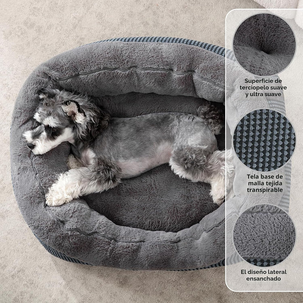 Cama para perros pequeños para perros pequeños, camas para gatos de interior, lavable, cama ortopédica para perros, cama cálida suave y calmante para cachorros, cama duradera para mascotas con parte inferior antideslizante S (20 x 19 x 6 pulgadas)