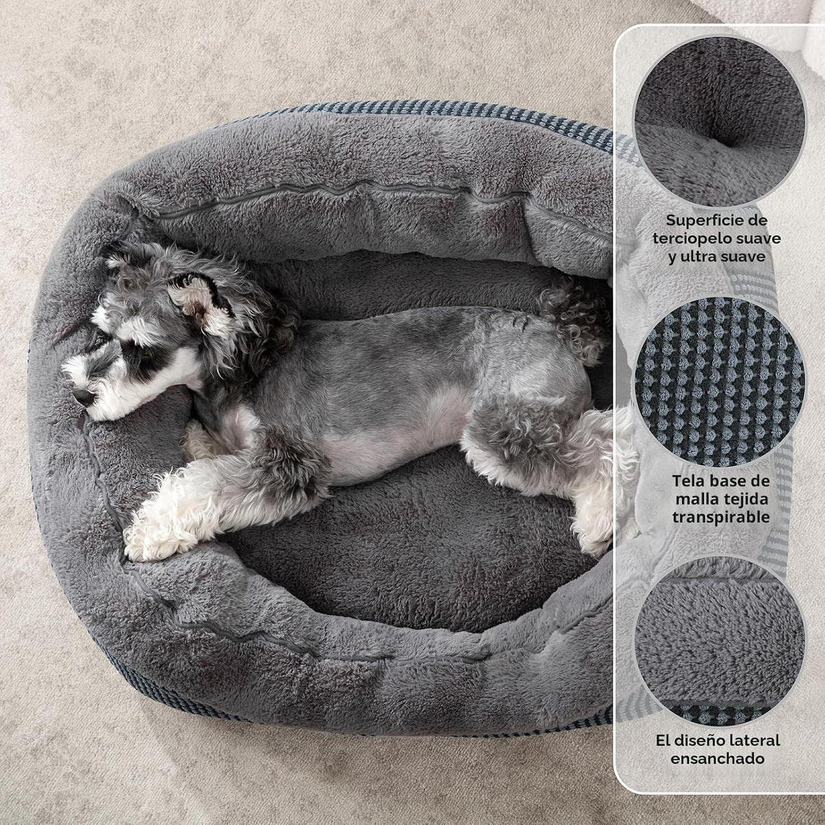 Cama para perros pequeños para perros pequeños, camas para gatos de interior, lavable, cama ortopédica para perros, cama cálida suave y calmante para cachorros, cama duradera para mascotas con parte inferior antideslizante S (20 x 19 x 6 pulgadas)