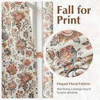 FMFUNCTEX - Cortinas opacas florales bohemias beige, 52 x 84 pulgadas