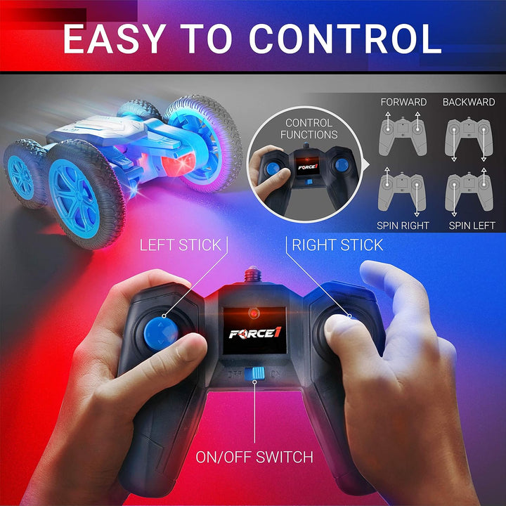 Force1 Tornado Blue - Auto de control remoto con LED para niños - C...