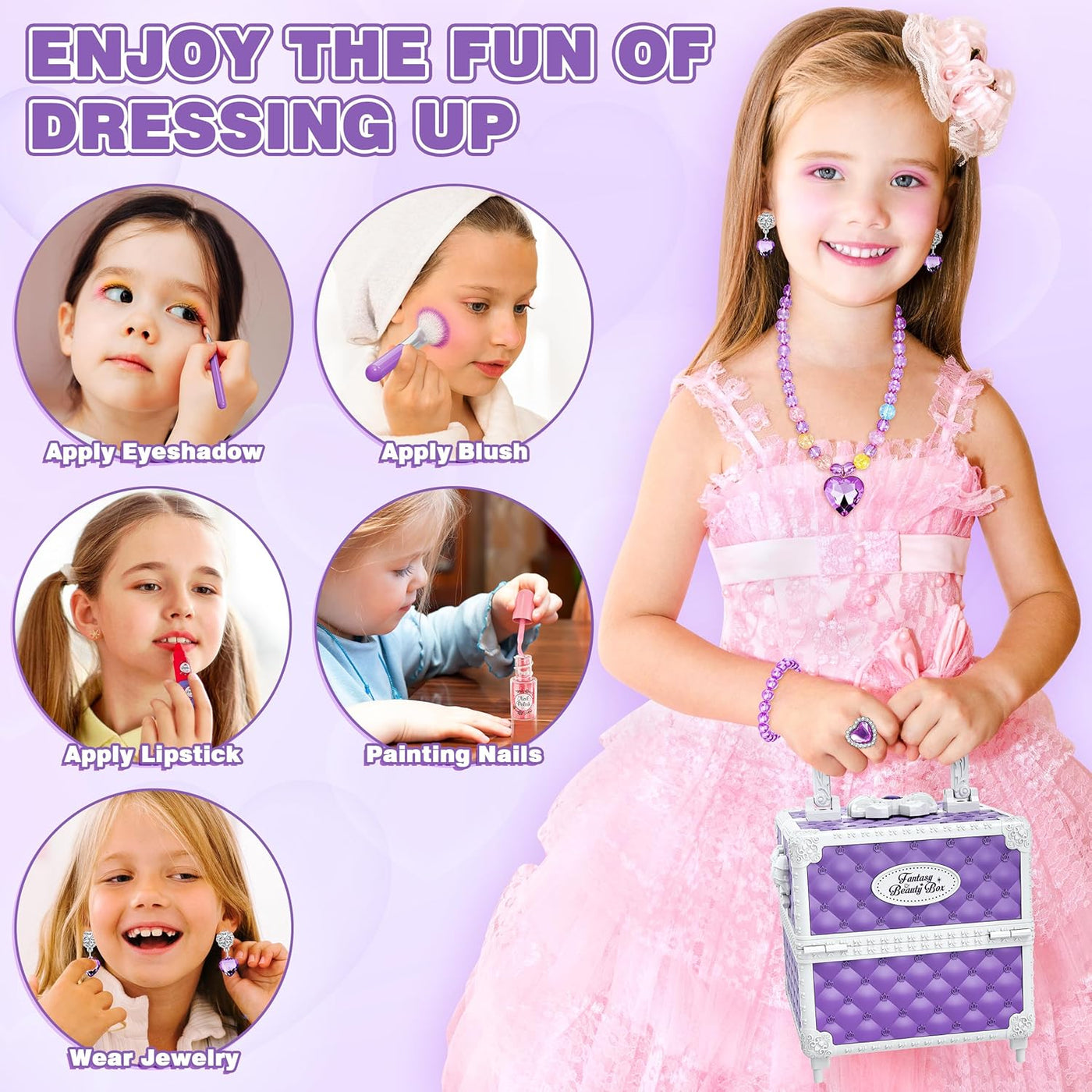 Juego de 99 piezas de maquillaje para niñas, juguetes de princesa,...