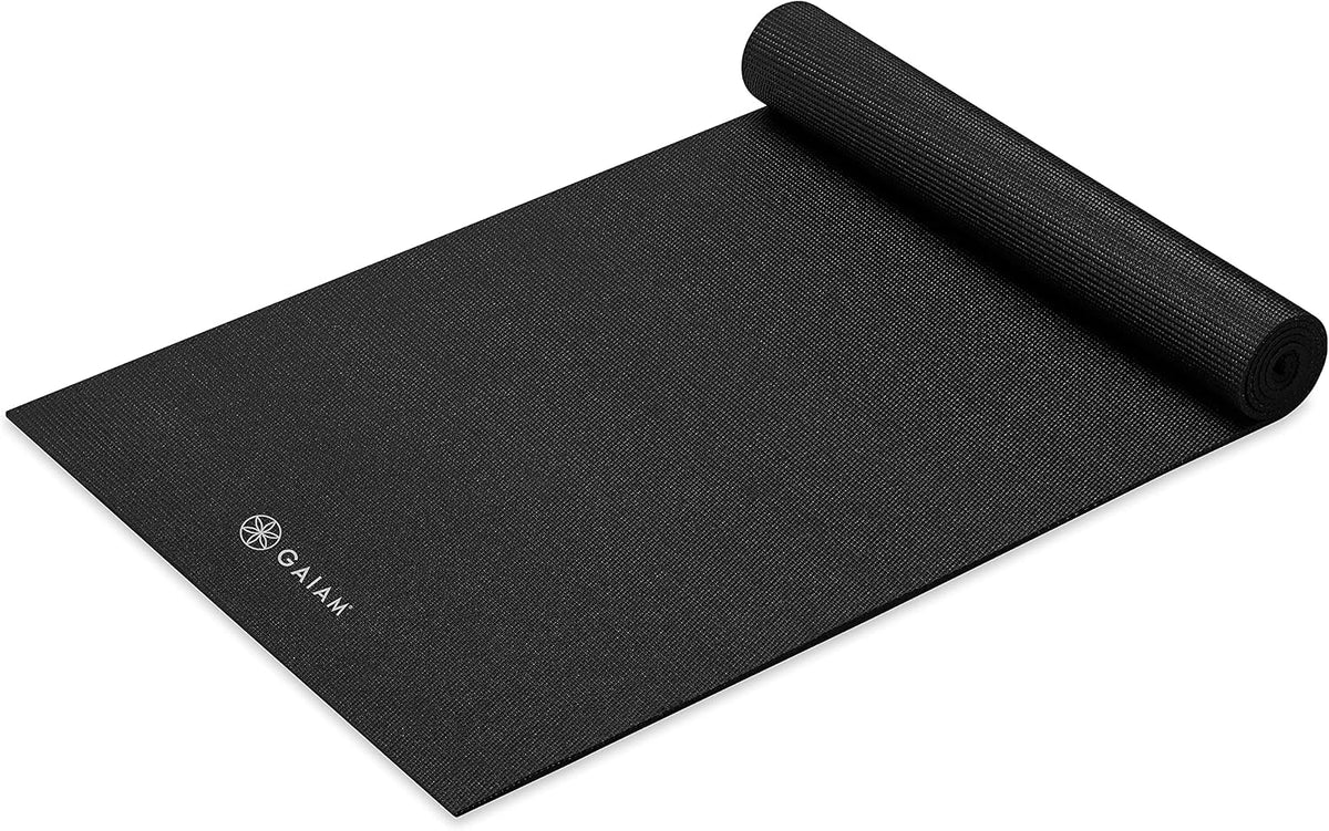 Gaiam - Esterilla de yoga de calidad superior de 5mm, lisa, gruesa y antideslizante para todo tipo de ejercicios de yoga, pilates y gimnasia (173 cm x 61 cm x 5 mm)