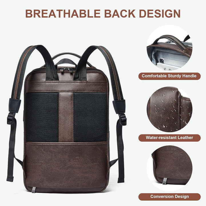 Mochila de cuero para laptop Shrrie para mujeres y hombres, mochila...