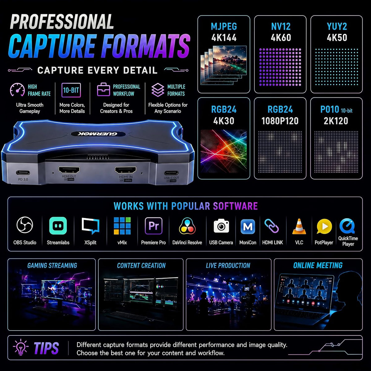 Tarjeta de captura USB 4K144 HDMI2.1, captura de video 4K de
