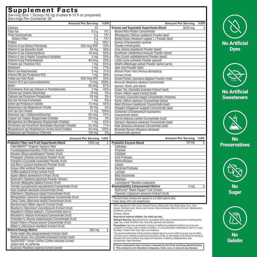 Smarter Greens Superfoods + polvo energético, paquete de 2, polvo v...