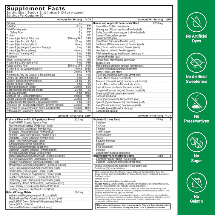 Smarter Greens Superfoods + polvo energético, paquete de 2, polvo v...
