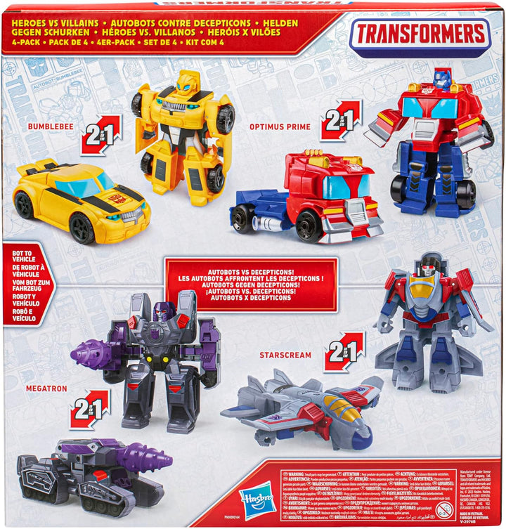 Juguetes Transformers Héroes vs Villanos Paquete de 4, Figuras de A...