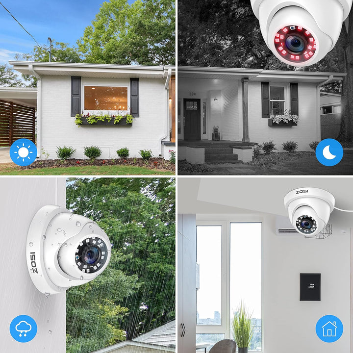 ZOSI - 4 Pack 2MP 1080p HD-TVI Cámara de seguridad para el hogar, e...