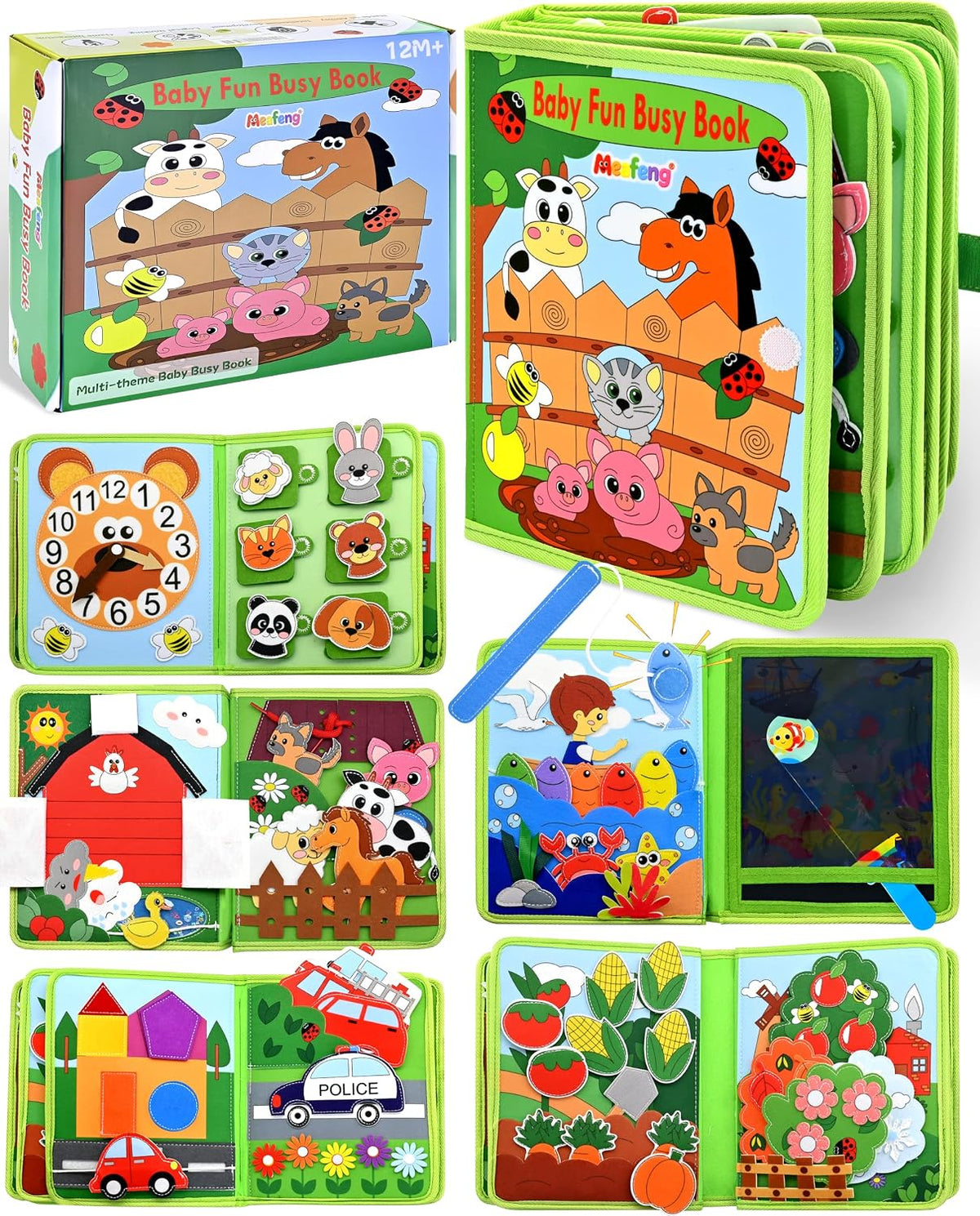 Tablero de actividades para niños pequeños, libro de actividades de