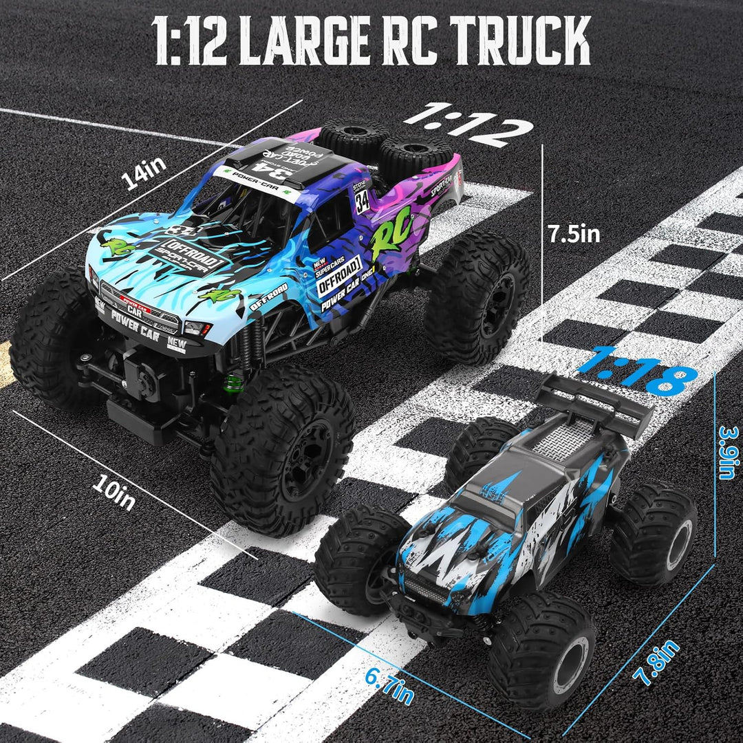 Camión de control remoto, 1:12 4x4 Offroad impermeable, auto grande...