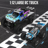 Camión de control remoto, 1:12 4x4 Offroad impermeable, auto grande...