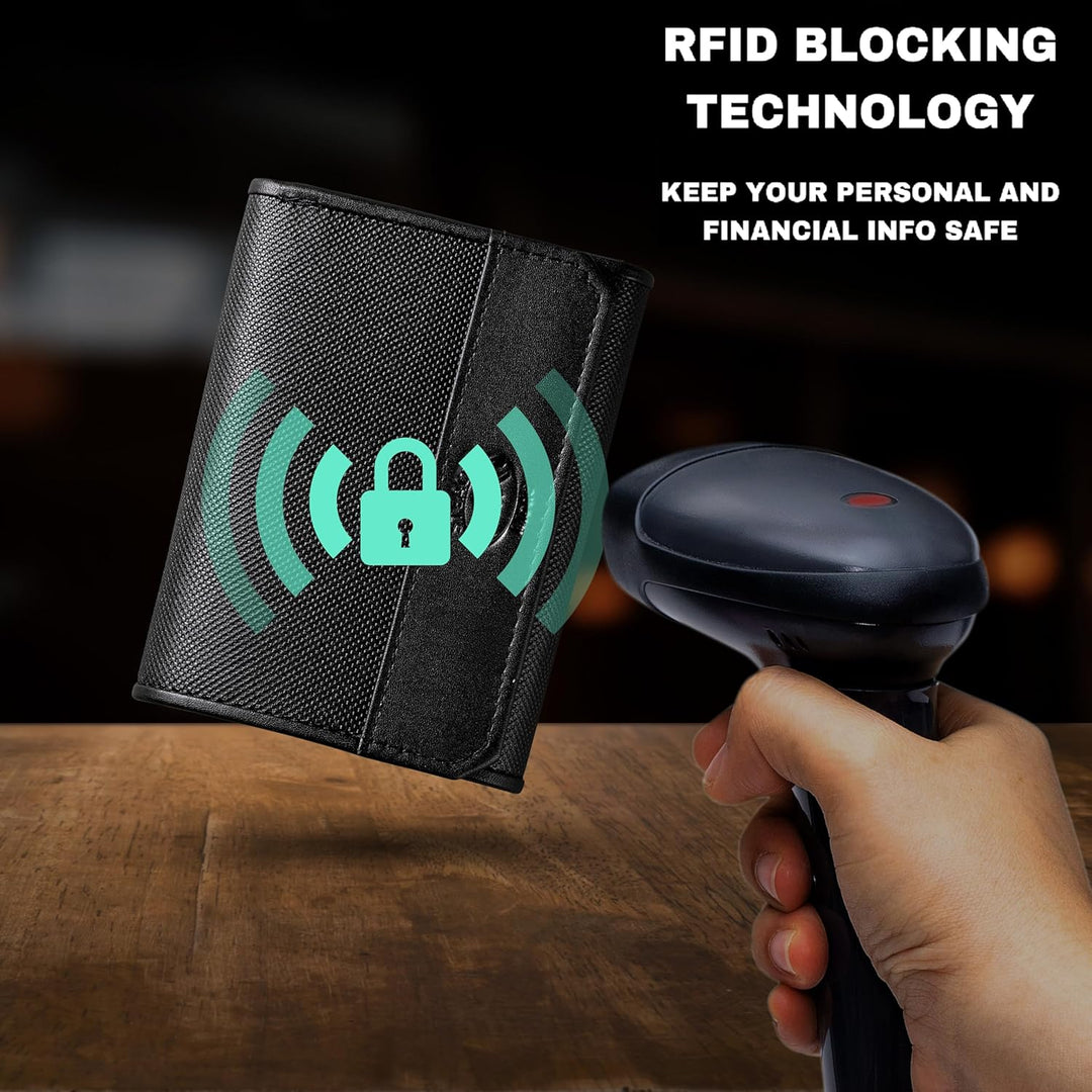 Stealth Mode Billetera triple de piel con bloqueo RFID para hombre,...