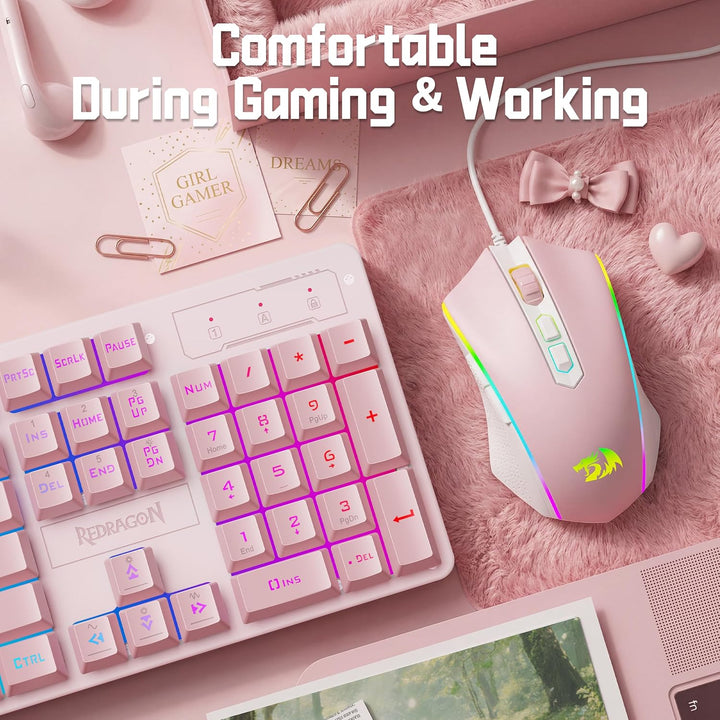 Redragon Combo de teclado y mouse para juegos S107WP actualizados,...