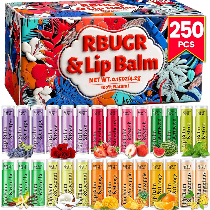 RBUGR 250 Piezas Bálsamo Labial a Granel, 12 Bálsamos Labiales Natu...
