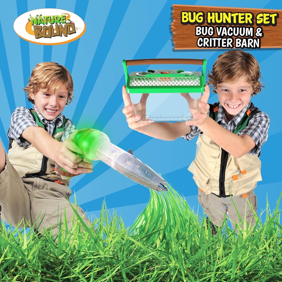Nature Bound - Juguete atrapa insectos, aspiradora ecológica para atrapar y liberar, para interiores y exteriores, de 3 a 12 años, verde, kit completo para niños, incluye núcleo de captura con lupa