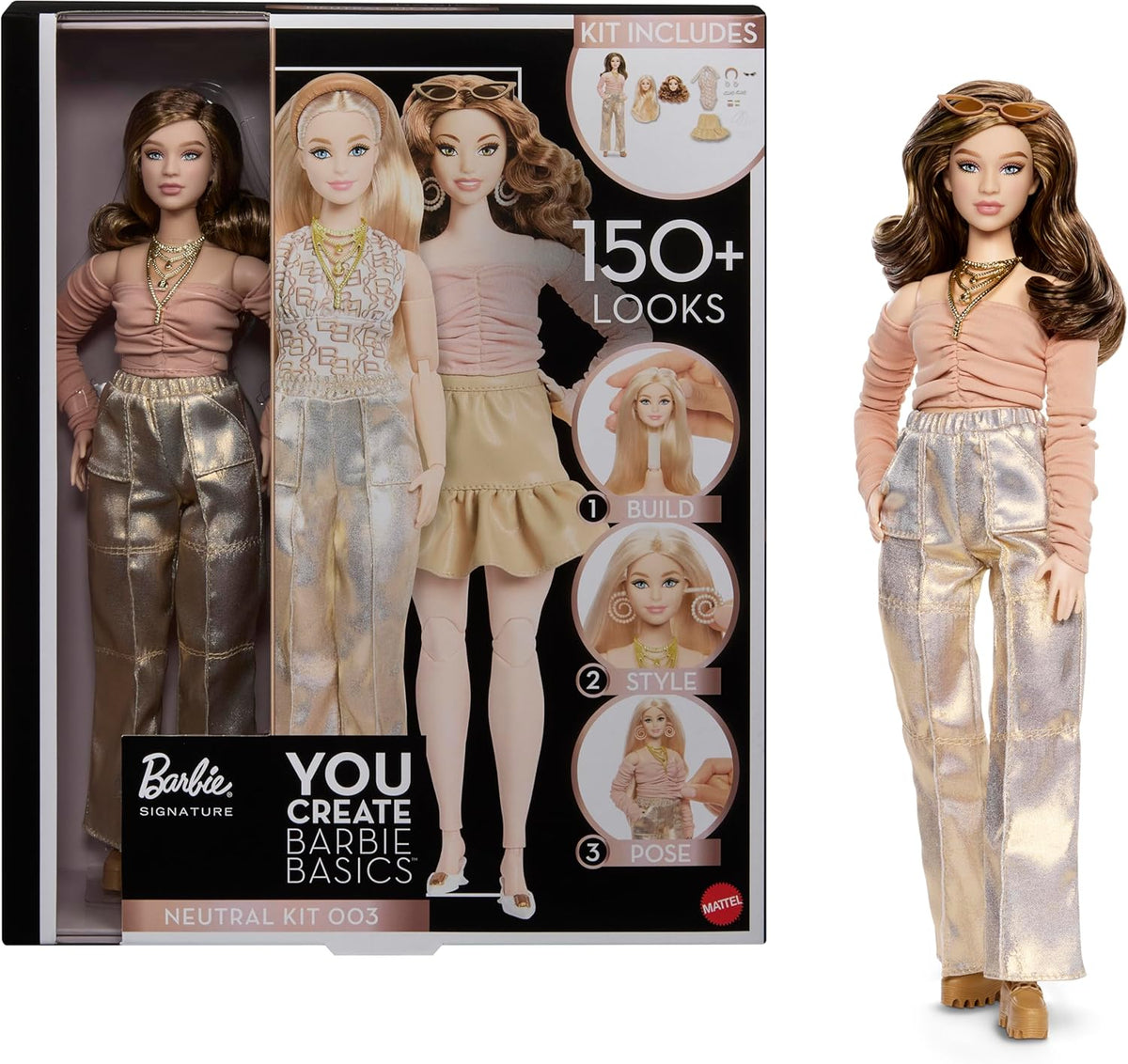 Barbie Basics You Create Neutral Kit 003 con muñeca de moda persona...