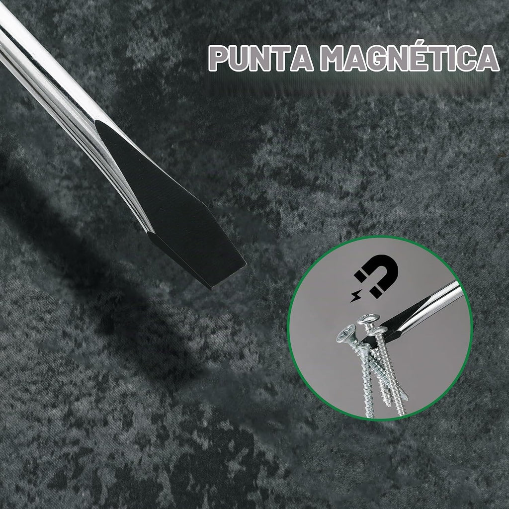 Juego de 6 destornilladores magnéticos SK, 3 planos y 3 Phillips