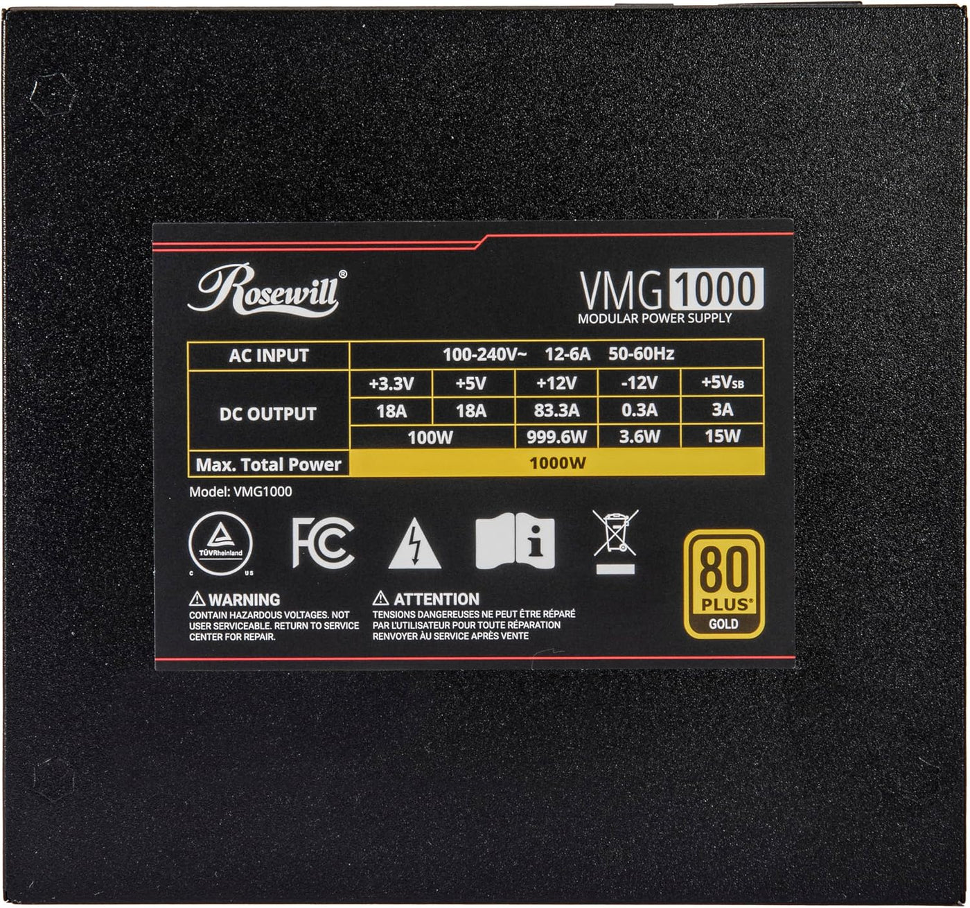 Rosewill VMG 1000W 80+ Gold, compatible con ATX 3.0 y 3.1, fuente d...