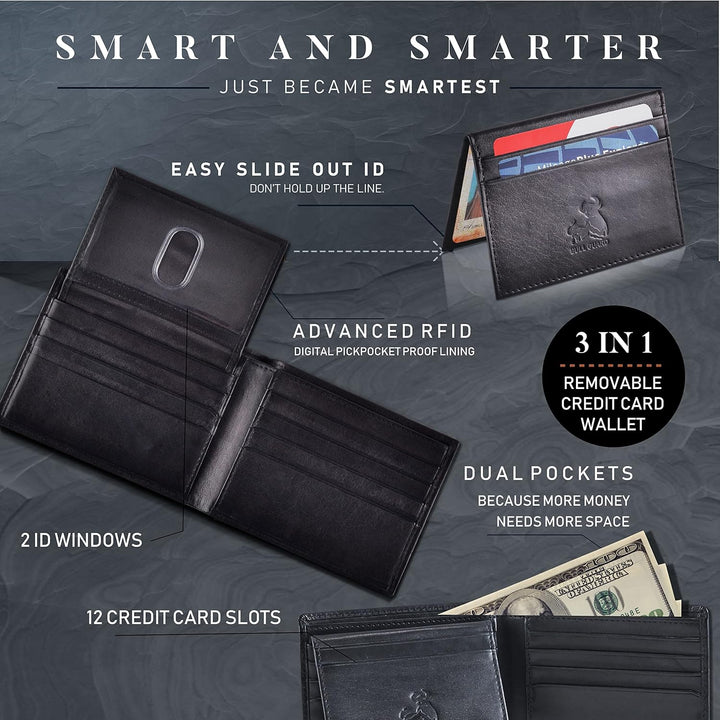 BULL GUARD Cartera de Cuero Rfid | El Bifold Delgado del Caballero...