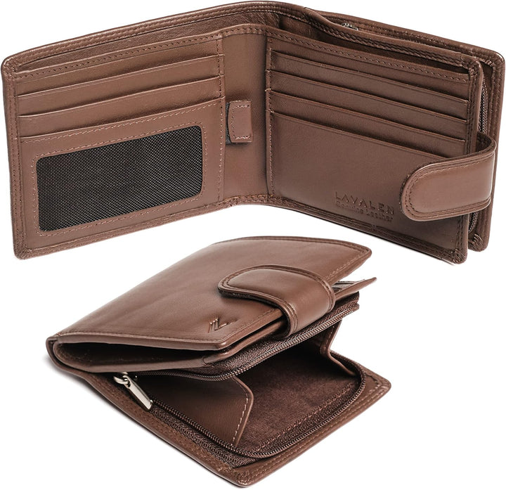 Lavalen Cartera de cuero suave para hombre - Billeteras de cuero pl...
