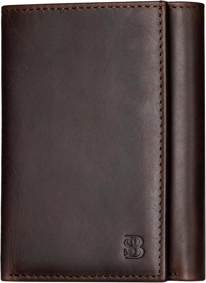 SERMAN BRANDS Billetera plegable para hombre - Cuero genuino con bl...