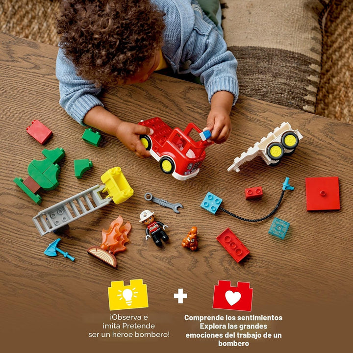 LEGO DUPLO Town Camión de bomberos con manguera y juguete de constr...