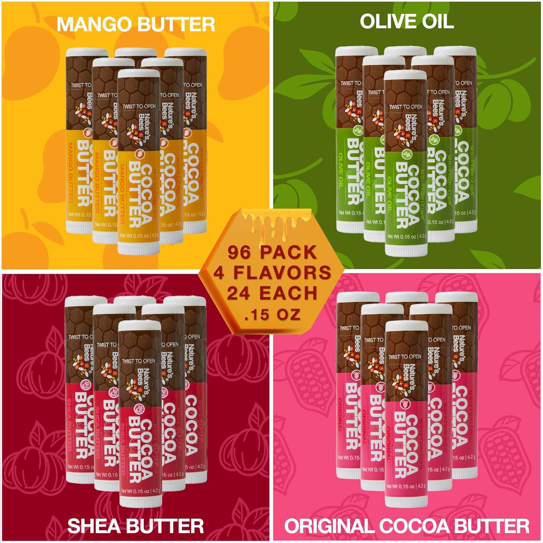 Nature's Bees Bálsamo labial de manteca de cacao, original, man...