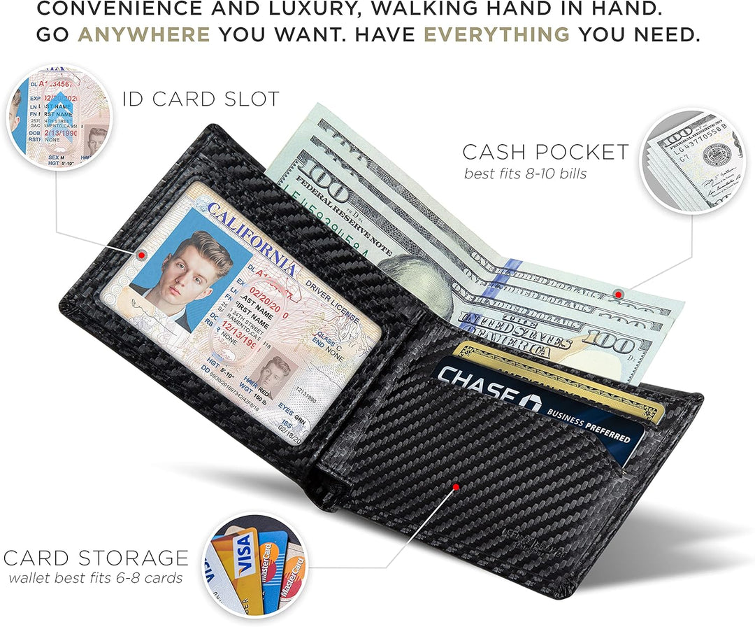SERMAN BRANDS Mens Slim Bifold Wallet RFID Blocking Minimalist Fron...