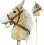Caballo de palo Nature Bound | Caballito de juguete de felpa artesanal proporciona divertido juego de simulación para niños pequeños y preescolares | Cabeza cosida a mano, palo de madera resistente