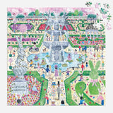 Galison Spring Egg Hunt - Rompecabezas de 500 piezas de Michael Storrings con hermosas obras de arte de una búsqueda de huevos de jardín de Pascua y primavera