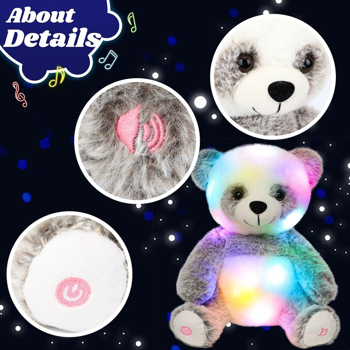 Cuteoy Oso Panda de peluche con luces LED y música, con volumen aju...