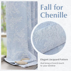 FMFUNCTEX Cortinas opacas de jacquard floral azul, 52 x 84 pulgadas