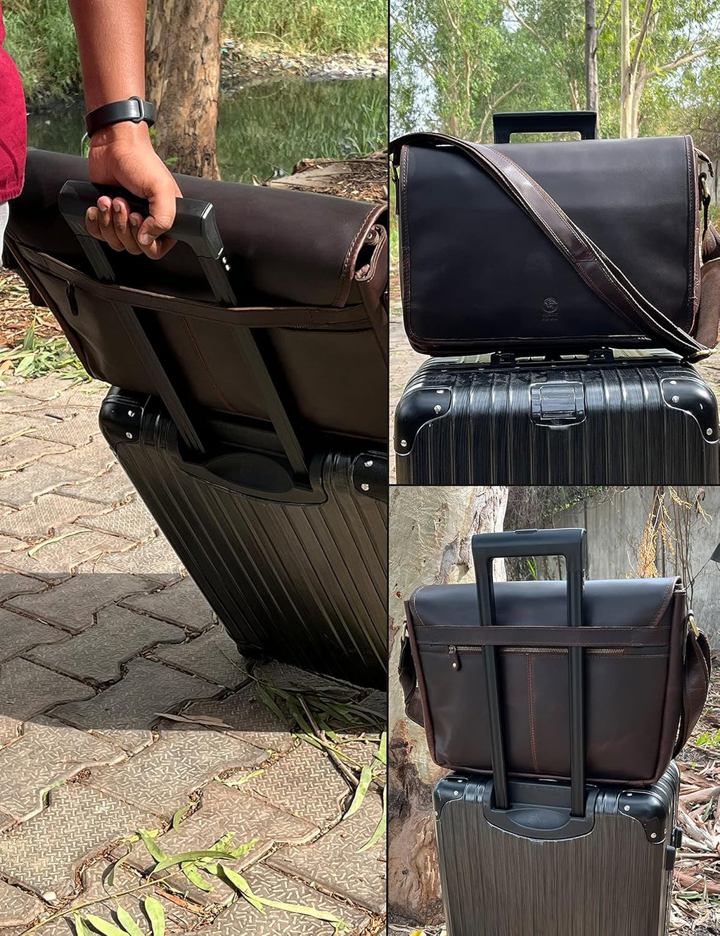 Bolso de mensajero de cuero para hombre, bolso vintage de grano completo