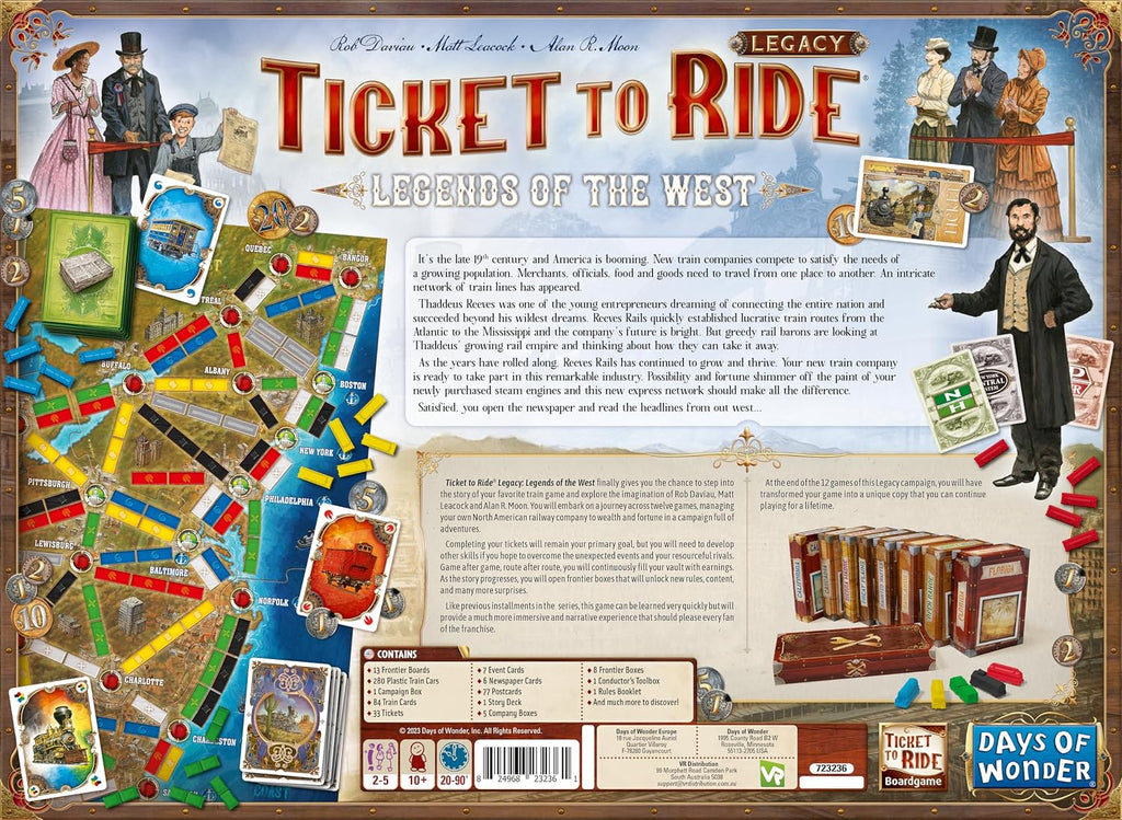 Asmodee Ticket to Ride Legacy: Legends of The West Juego de mesa - ¡La aventura de tren definitiva! Juego de estrategia, juego familiar para niños y adultos, a partir de 10 años, 2-5 jugadores, tiempo