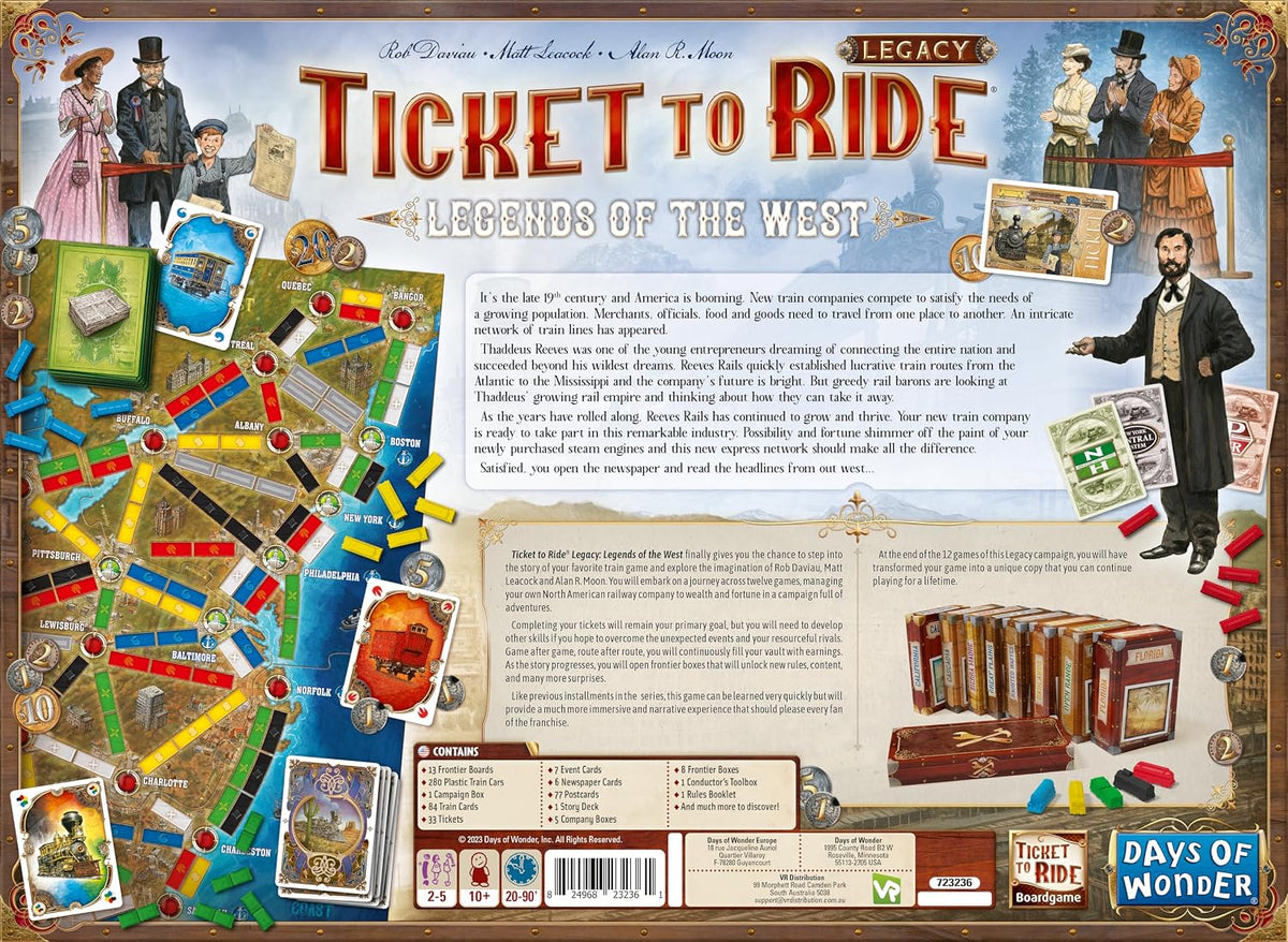 Asmodee Ticket to Ride Legacy: Legends of The West Juego de mesa - ¡La aventura de tren definitiva! Juego de estrategia, juego familiar para niños y adultos, a partir de 10 años, 2-5 jugadores, tiempo