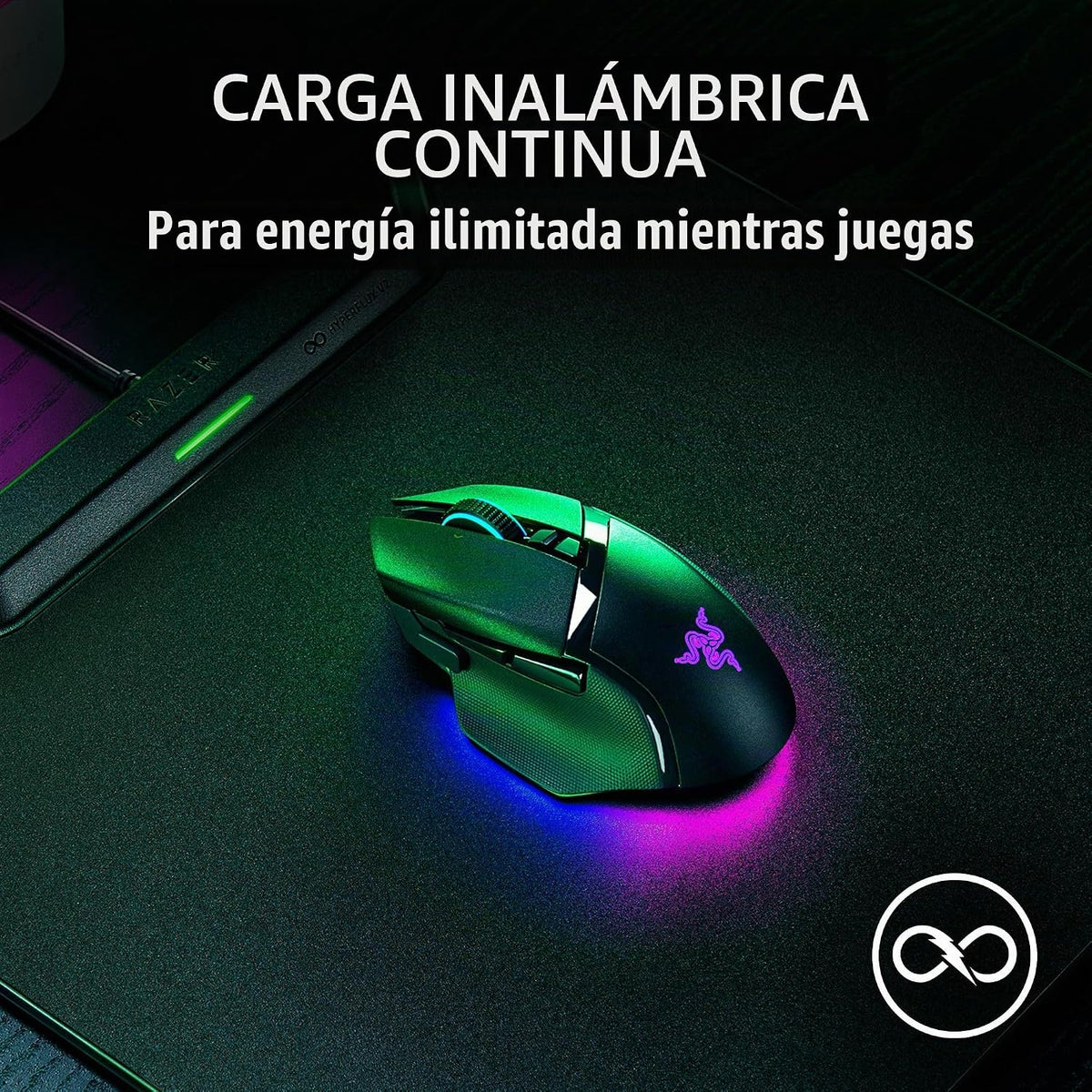 Razer HyperFlux V2 - Alfombrilla y disco de carga inalámbrica para juegos