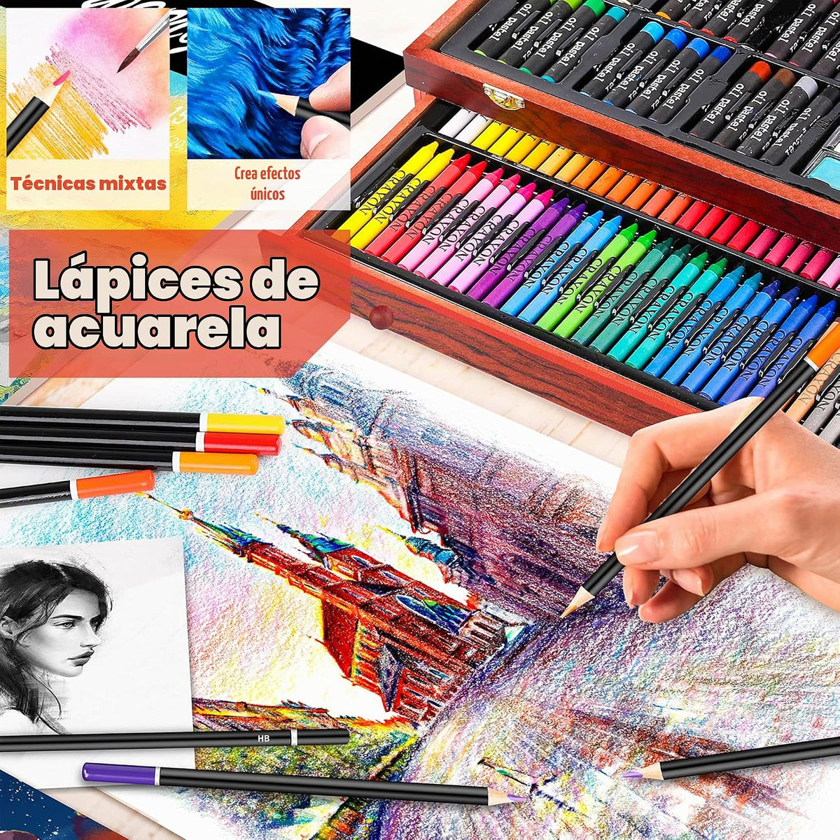 Caliart Art Supplies Kit, 153-Pack Deluxe Drawing Art Set Painting Coloring
